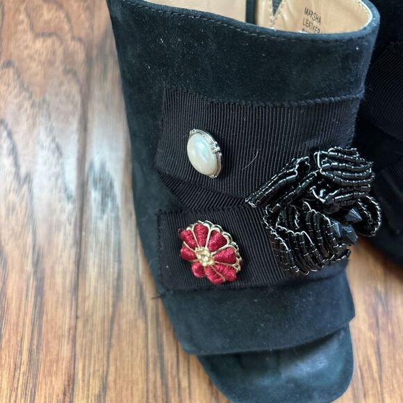 Nanette Nanette Lepore Women Marsha Mule Embellished Heels 8.5 Black Peep Toe - Picture 4 of 11